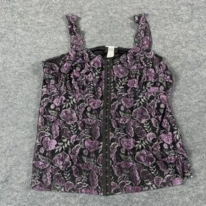 VTG Studio 1940 Top‎ Womens Plus 24 Purple Sleeveless Floral Metallic Lined New